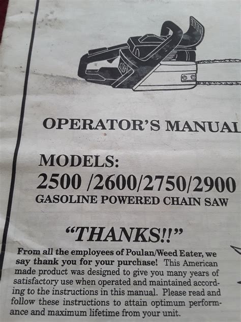 Poulan Chainsaw Owners Manual 2500 2600 2750 2900 Ebay