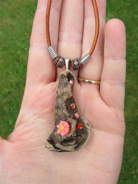 Driftwood Necklace Beautiful Driftwood Jewelry Genuine Leather All