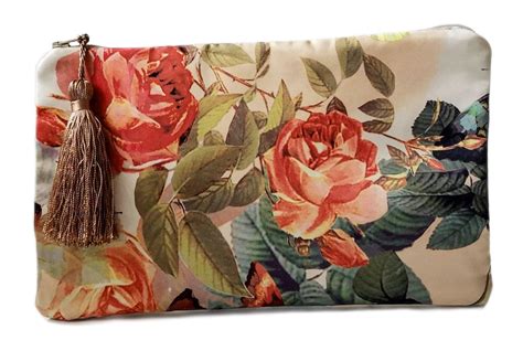 Satin Floral Clutch Bag – Sky Iris