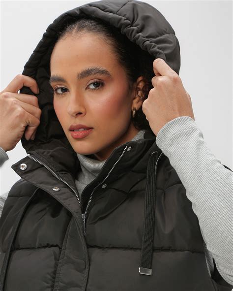 Riachuelo Colete Feminino Puffer Capuz Preto Ak By Riachuelo