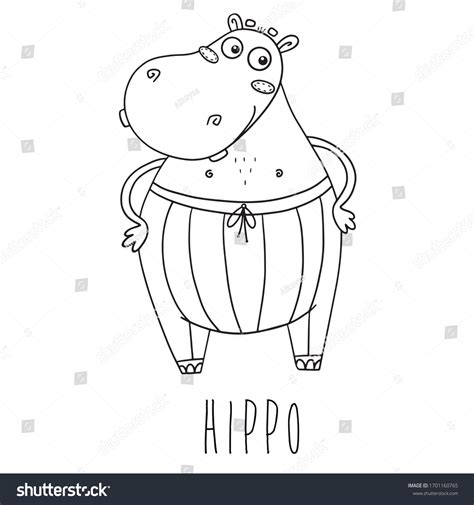Hippo Coloring Animal Page Outline Kids Stock Vector (Royalty Free ...