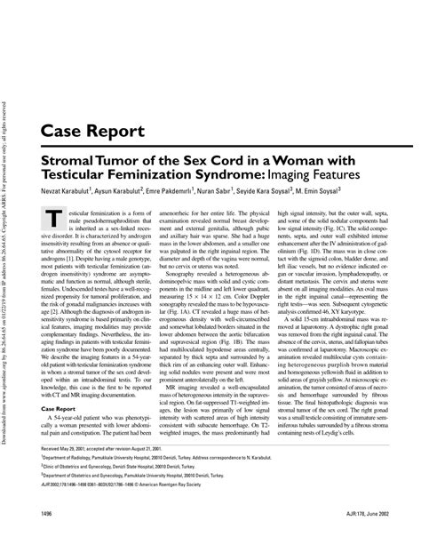 Pdf Stromal Tumor Of The Sex Cord In A Woman With Testicular