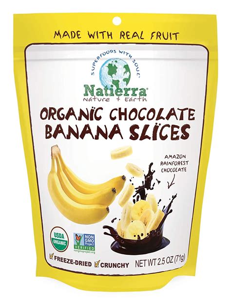 Amazon Natierra Organic Chocolate Banana Slices Freeze Dried Non