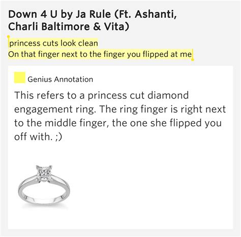 Princess cuts look clean / On that finger next to the finger you ...