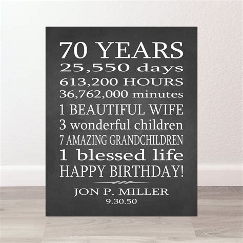 70th Birthday T 70 Year Birthday Sign Personalized Etsy