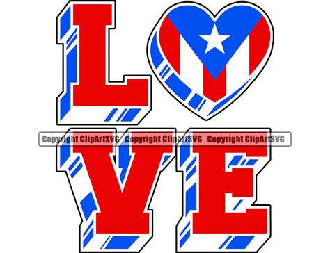 Puerto Rico Rican Heart Love Flag Country World Nation Map Etsy