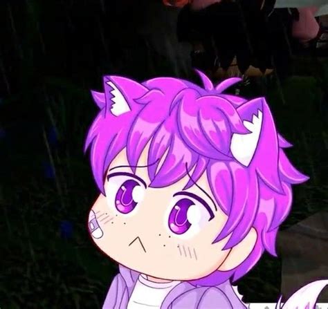 An Anime Character With Purple Hair And Horns