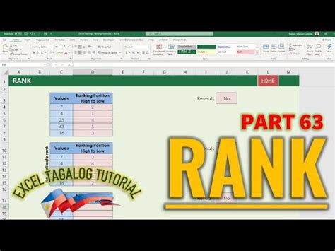 Excel Tagalog Tutorial Rank Youtube