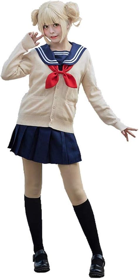 Ailancos Himiko Toga Cosplay Costume My Hero Academia Sweater Sailor Dress Oufit Large