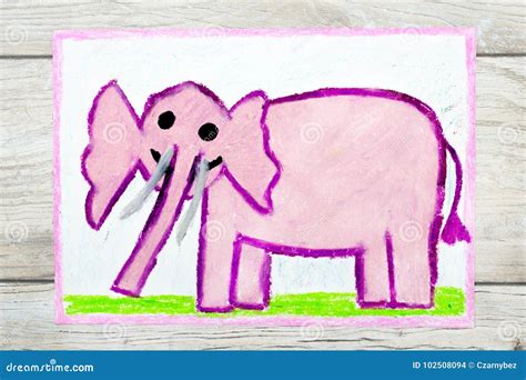 Drawing: Smiling Pink Elephant Stock Illustration - Illustration of mammal, crayon: 102508094