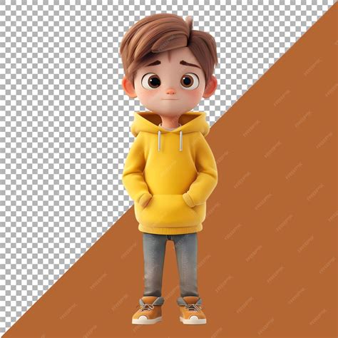 Premium Psd 3d Rendering Of A Toddler Boy Standing And Smiling On