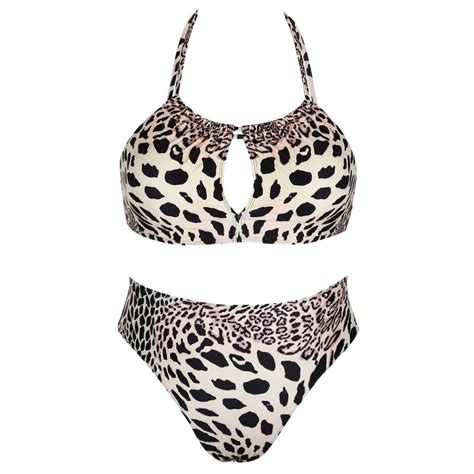 Trangel Leopard Print Bikinis Women Plus Size Swimsuit Ruched High