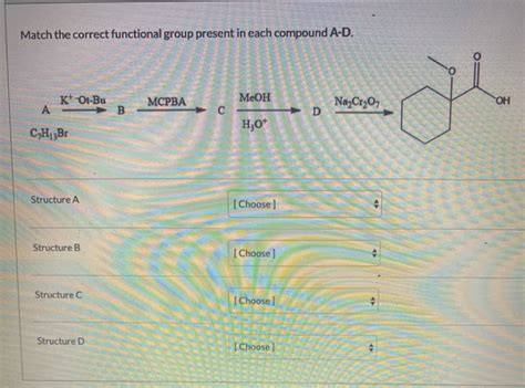 Solved Match The Correct Functional Group Present In Each Chegg