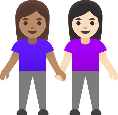 Women Holding Hands Medium Skin Tone Light Skin Tone Emoji