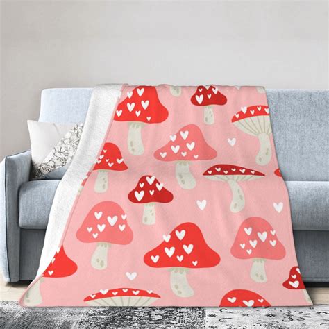 Ocsxa Flannel Fleece Cute Mushroom1 Print Throw Blanket Lightweight