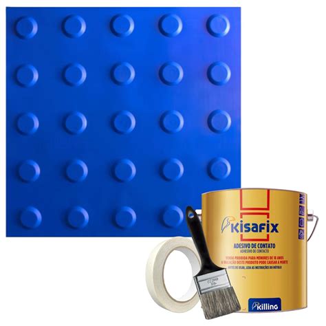 Kit Pisos T Til Alerta Azul Pvc X Cm Fita Crepe Pincel Cola