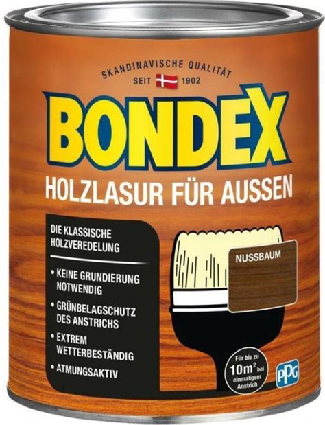 Bondex Holzlasur für außen Holzschutzmittel nussbaum 750ml ab 10 99