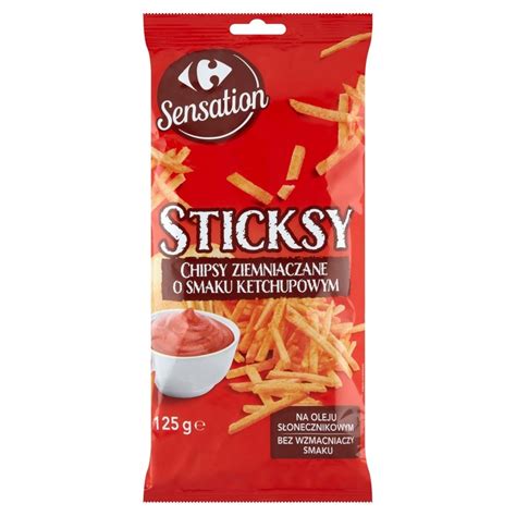 Carrefour Sensation Sticksy Chipsy Ziemniaczane O Smaku Ketchupowym 125