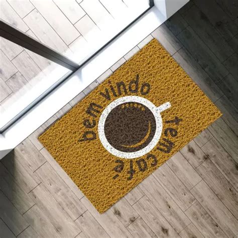 Tapete Capacho Bem Vindo Tem Café 60x40 Decora Casa Entrada MercadoLivre