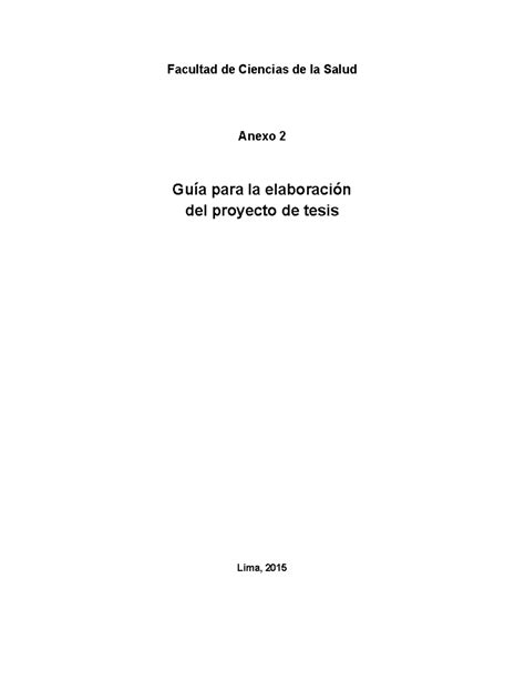 Guia Para La Elaboracion Del Proyecto De Tesis Fcs 2015 Facultad De Ciencias De La Salud