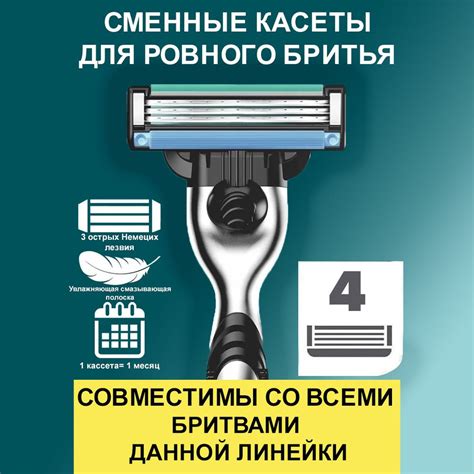 4 Сменные лезвия для бритвы совместимые с популярными брендами купить ...