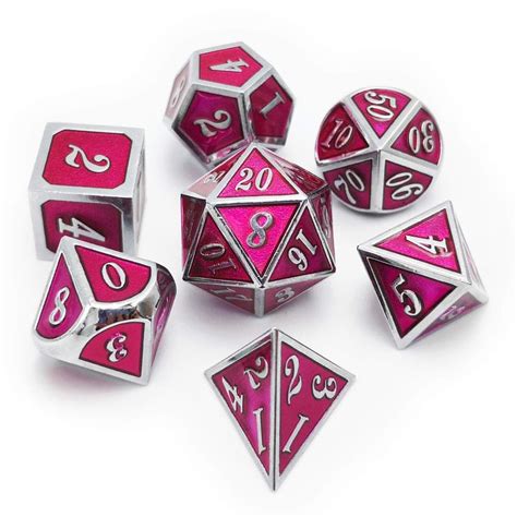 Games And Puzzles Crushed Pink Gemstone 7pc Polyhedral Dandd Dice For