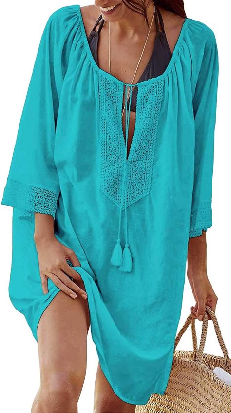 Orshoy Bikini Cover Up Strandkleid Strandponcho Damen Sommer Spitze