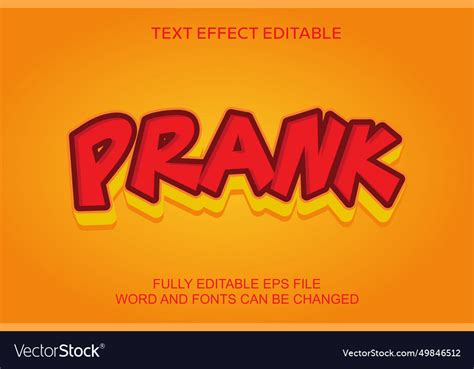 3d Text Effect Prank Editable Royalty Free Vector Image