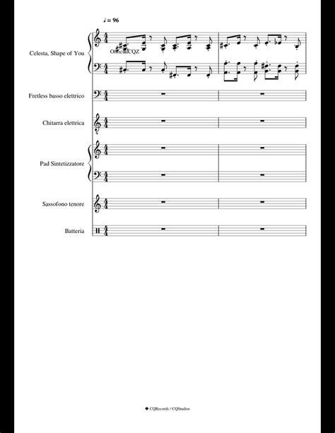 Shape of You sheet music for Percussion, Bass, Guitar, Synthesizer ...