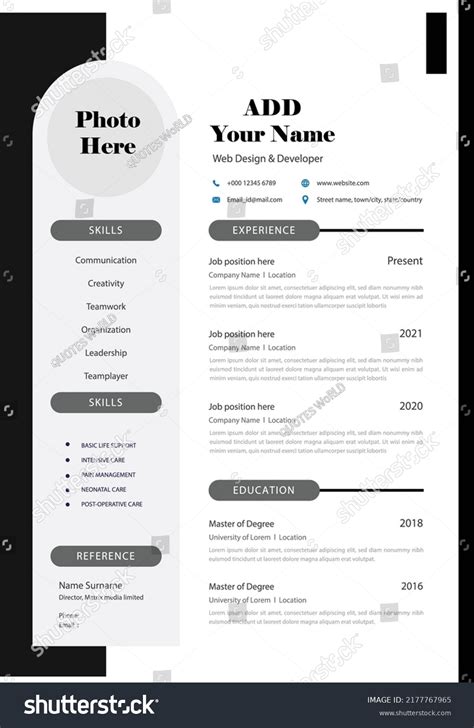 Professional Cv Resume Template Design And Royalty Free Stock Vector 2177767965