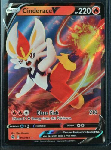 Cinderace V 043 264 Fusion Strike 2021 Ultra Rare Holo Pokemon TCG Card