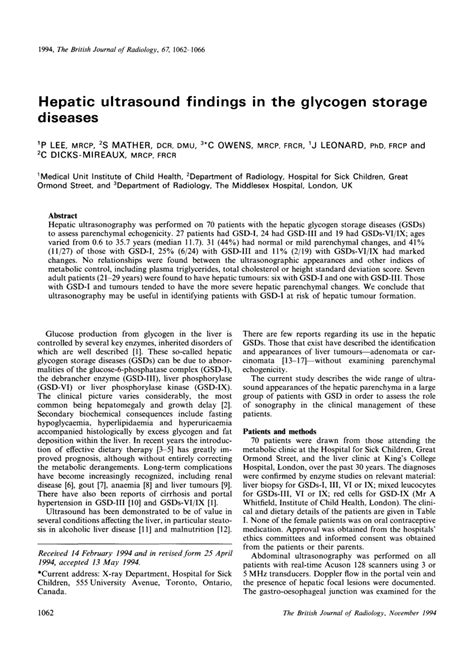 Liver Glycogen Storage Disease Ultrasound