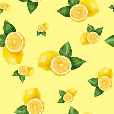 Watercolor Hand Drawn Lemon Fruit Seamless Pattern Stock Illustration Illustration Of Natural