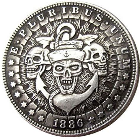 Rare Antique USA United States 1886 Morgan Dollar Skull Zombie Coin