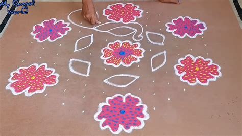 Ratha Saptami Special Peacock Rangoli With Dots Simple Peacock