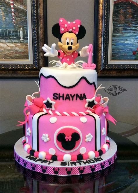 Minnie Mouse Cake Made Using Purchased Doll Dressed In Fondant And