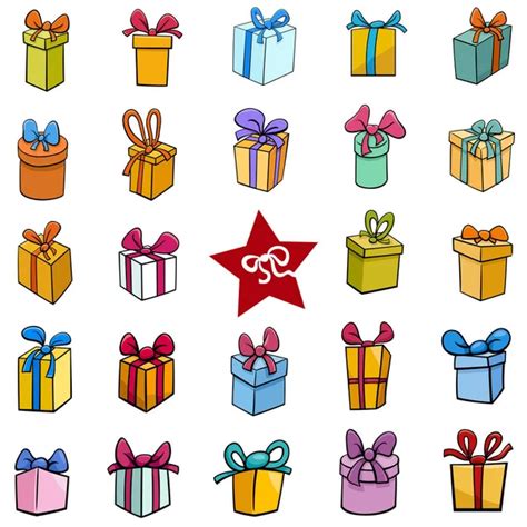 Christmas Or Birthday Gift Clip Art Set Stock Vector Image By