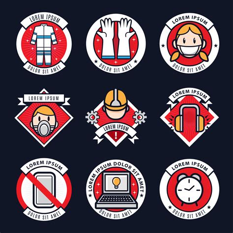 Safety On Work Symbol Logo Badge Set 7110908 Vector Art At Vecteezy