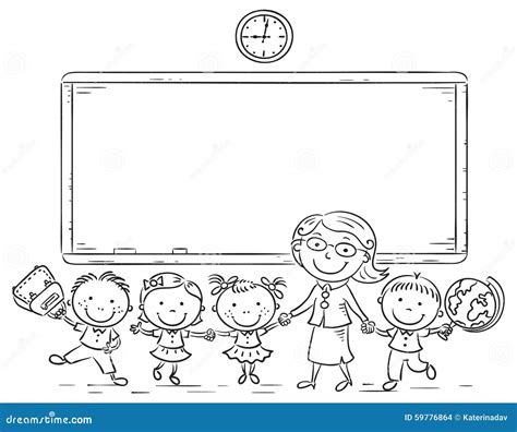 The Teacher At Blackboard Cartoon Vector | CartoonDealer.com #70877905