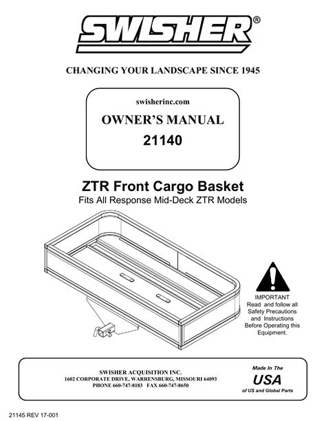 Swisher 21140 Zero Turn Riding Mower Owner Manual Manualzz