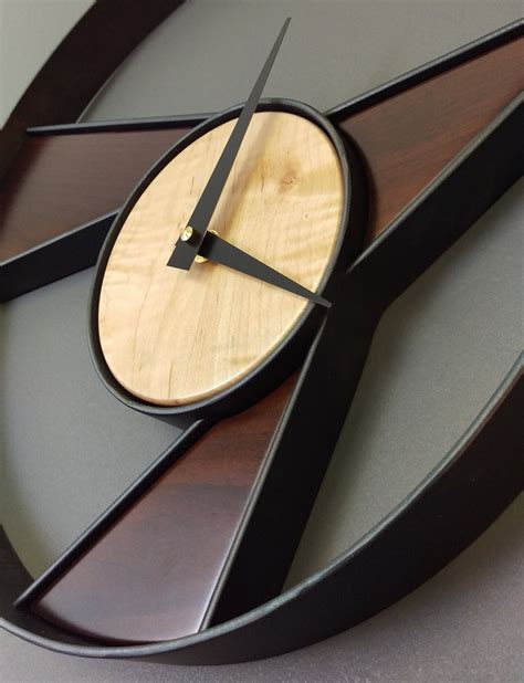 Maple And Steel Modern Round Wall Clock Dpcustoms