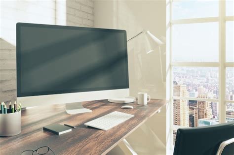 premium photo workplace  pc side