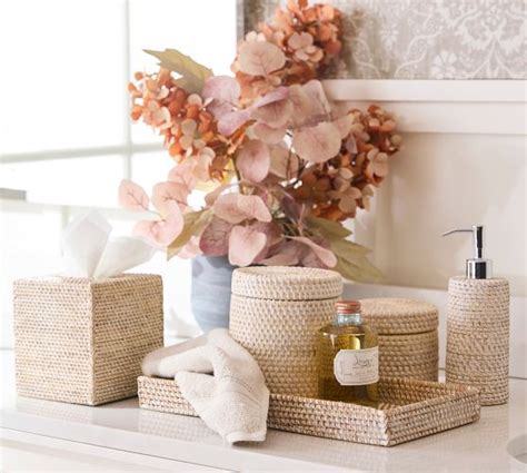 Tava Handwoven Rattan Bathroom Accessories Pottery Barn