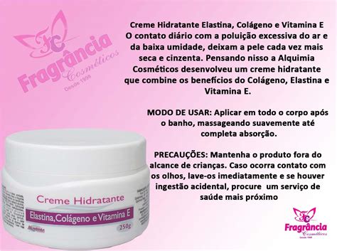 12 Unid Creme Hidratante de Colágeno Elastina e Vitamina E Alquimia