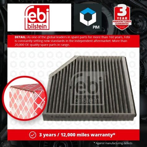 Pollen Cabin Filter Fits AUDI A8 D4 09 To 18 4H0819439 Febi Quality