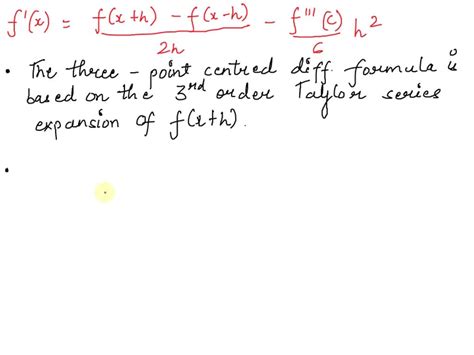 Solved The Fourth Orcler Pade Scheme For The First Dlerivative Is F