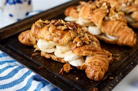 Sticky Banana Croissants With Crushed Nuts Simply Stacie