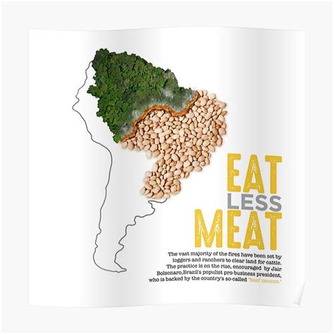 Eat Less Meat Poster By Mystical Forest Redbubble