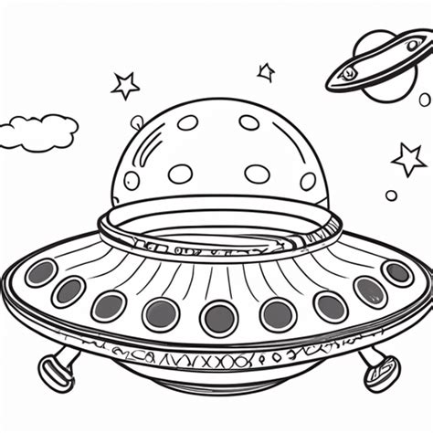 Cartoon UFO Spaceship Concept Clipart Vector Design Illustration Black