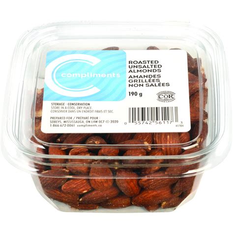 Roasted Almonds Unsalted 190 G Compliments Ca